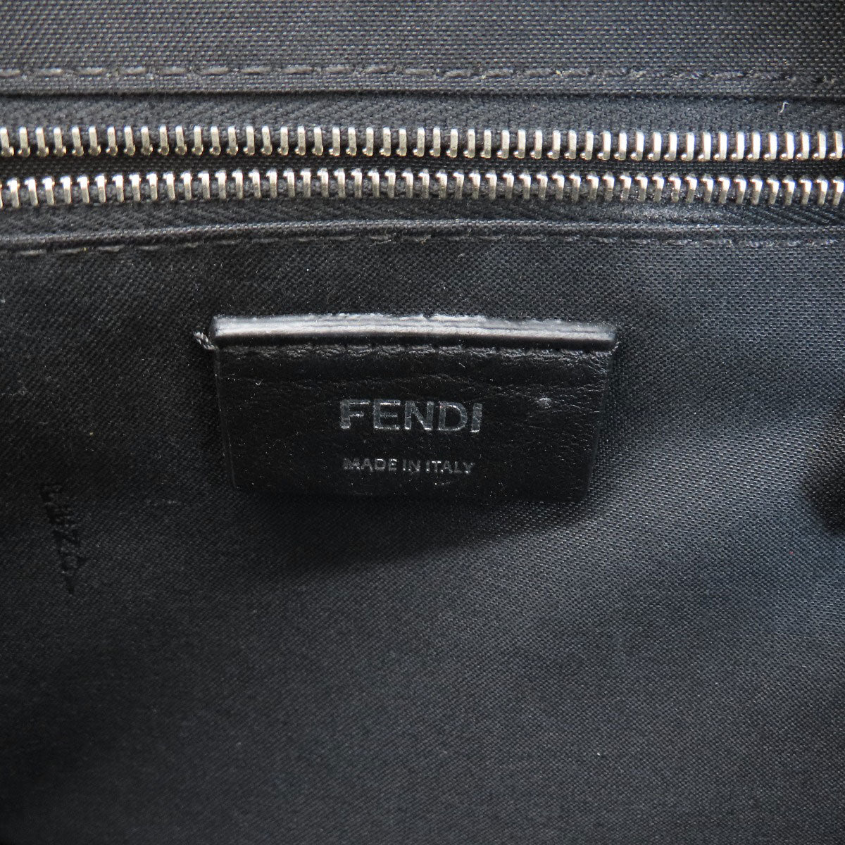 Fendi Backpack Calfskin Black Ribbon Motif Fake Pearl Women Used Authentic