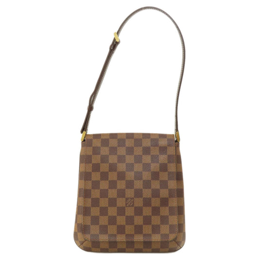 Louis Vuitton Shoulder Bag N51260 Damier Canvas Brown Musette Salsa Short Damier Ebene Women Used Authentic