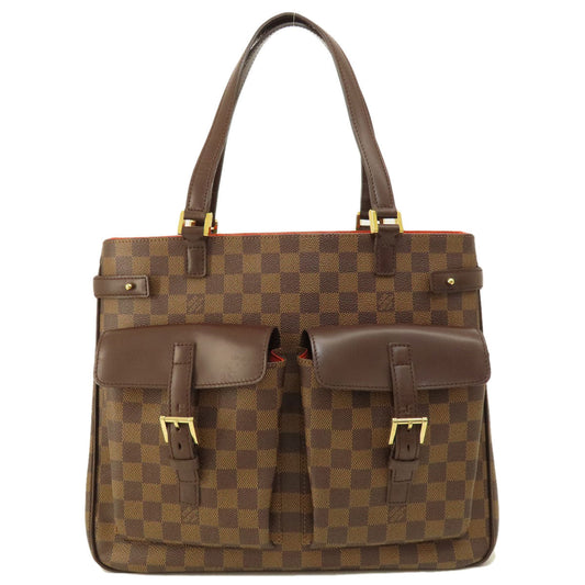 Louis Vuitton Tote Bag N51128 Damier Canvas Brown Uzes Damier Ebene Women Used Authentic