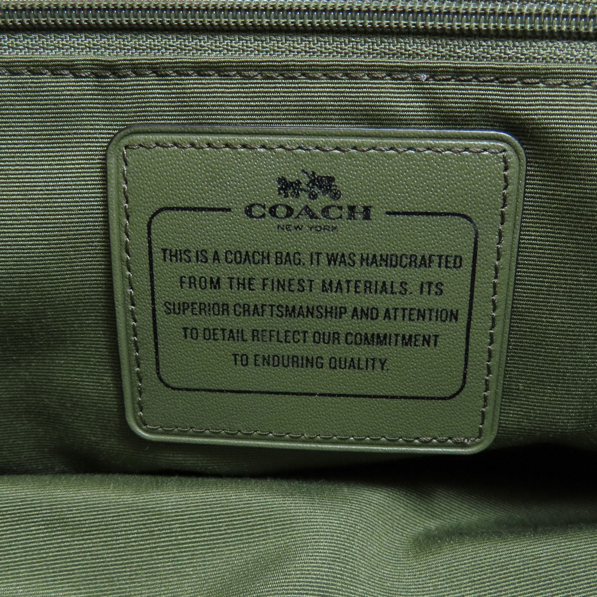 Coach Tote Bag F35359 Leather Green Logo Metal Women Used Authentic