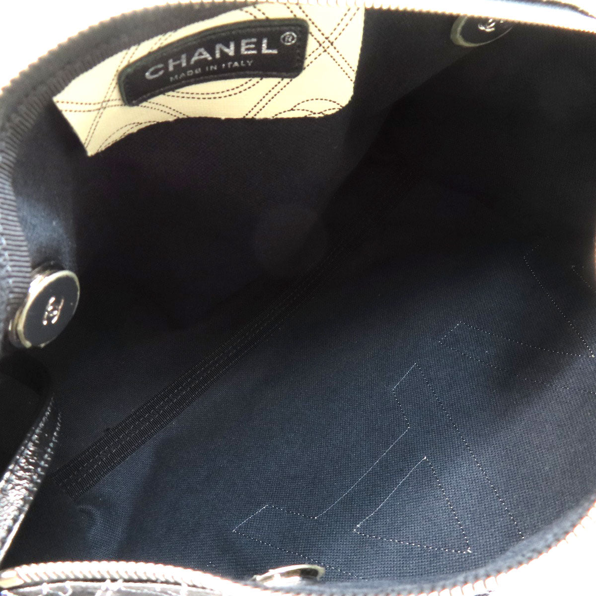 Chanel Boston Duffel Bag Coated Canvas Black Coco Mark Camellia 2 Way Silver Metal