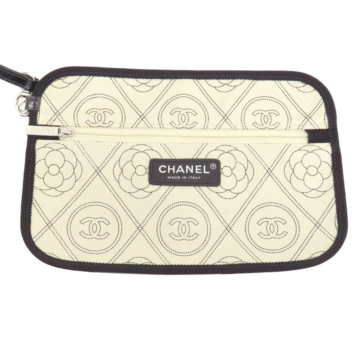 Chanel Boston Duffel Bag Coated Canvas Black Coco Mark Camellia 2 Way Silver Metal