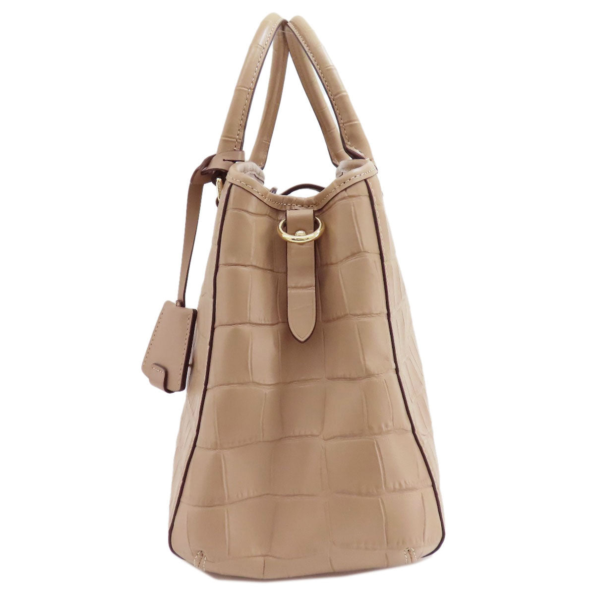 Coach Handbag F37097 Leather Beige Embossed 2 Way Women Used Authentic