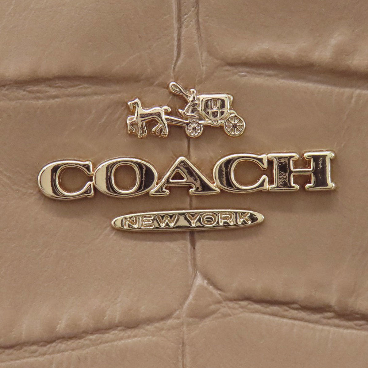 Coach Handbag F37097 Leather Beige Embossed 2 Way Women Used Authentic