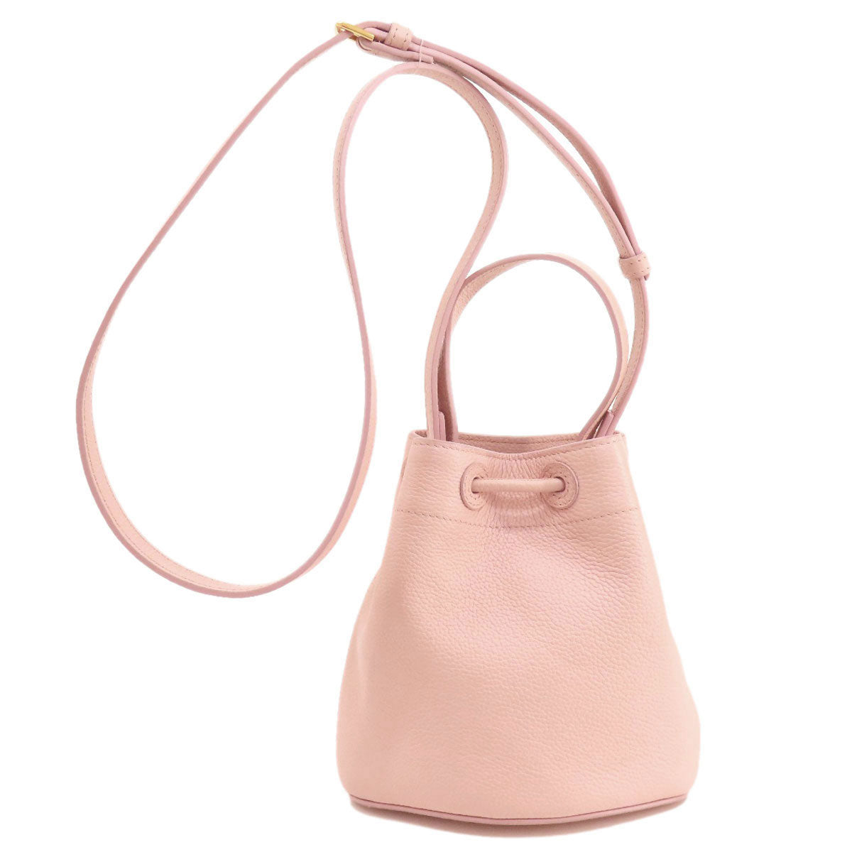 Burberry Shoulder Bag Leather Pink Bucket Bag 2 Way Women Used Authentic