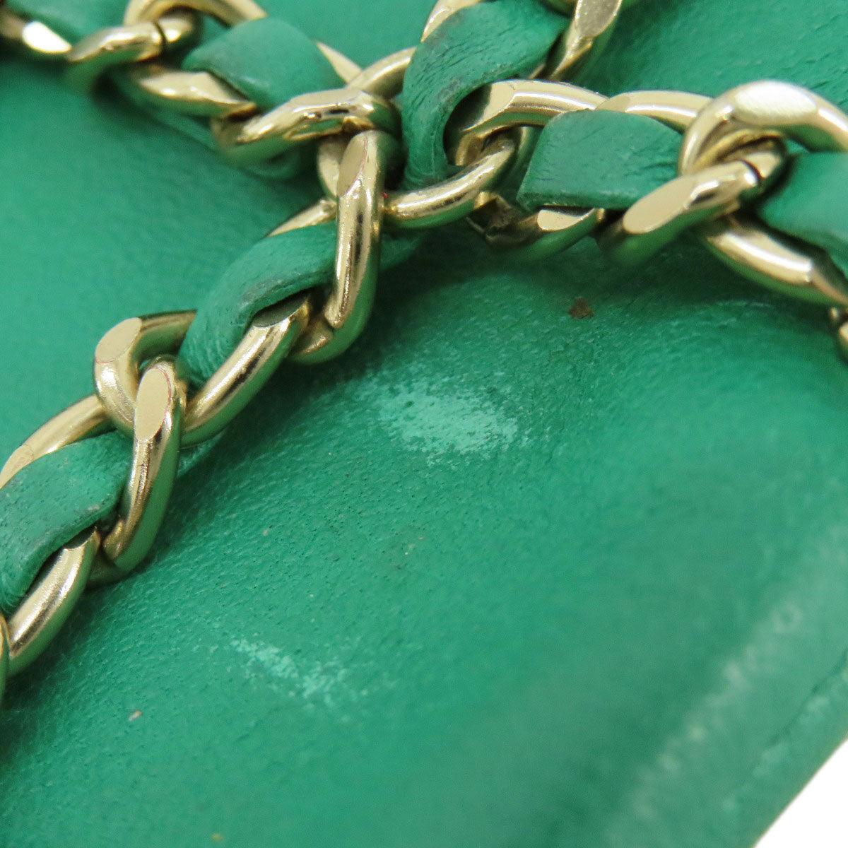 Chanel Shoulder Bag Lambskin Green