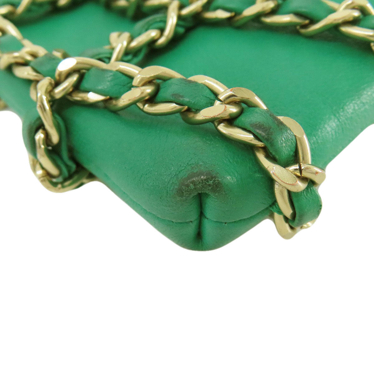 Chanel Shoulder Bag Lambskin Green