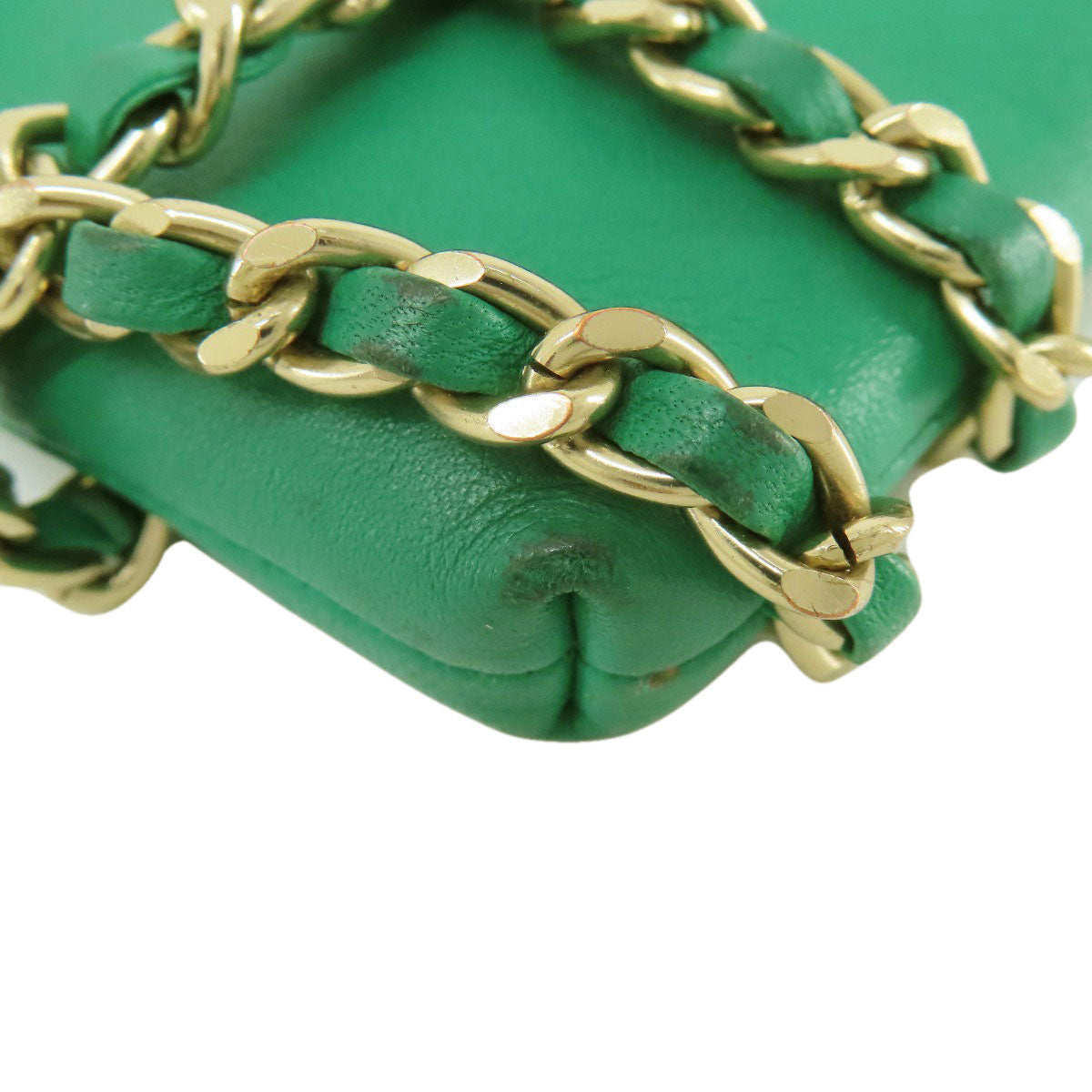 Chanel Shoulder Bag Lambskin Green