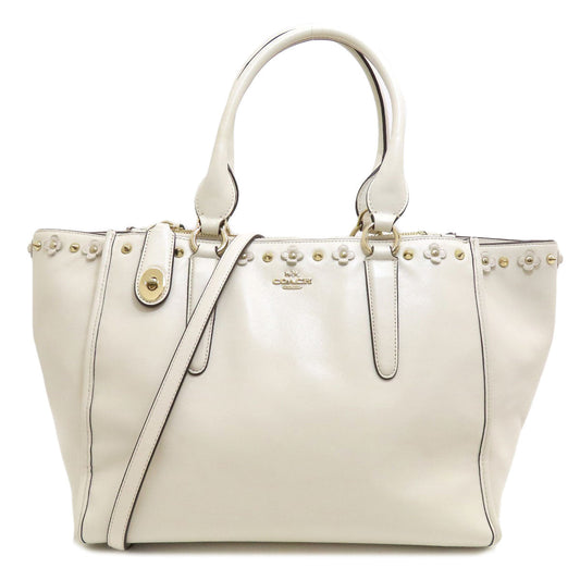 Coach Handbag 37400 Leather White 2 Way Women Used Authentic