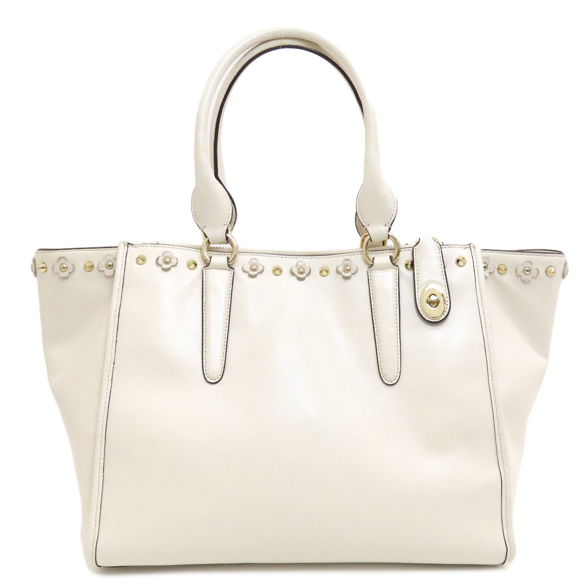 Coach Handbag 37400 Leather White 2 Way Women Used Authentic