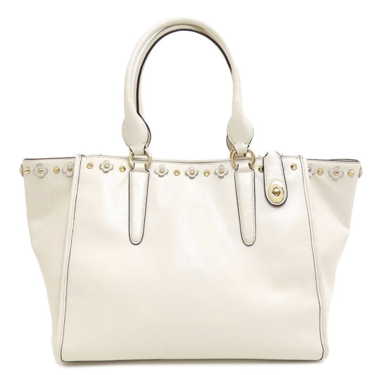 Coach Handbag 37400 Leather White 2 Way Women Used Authentic