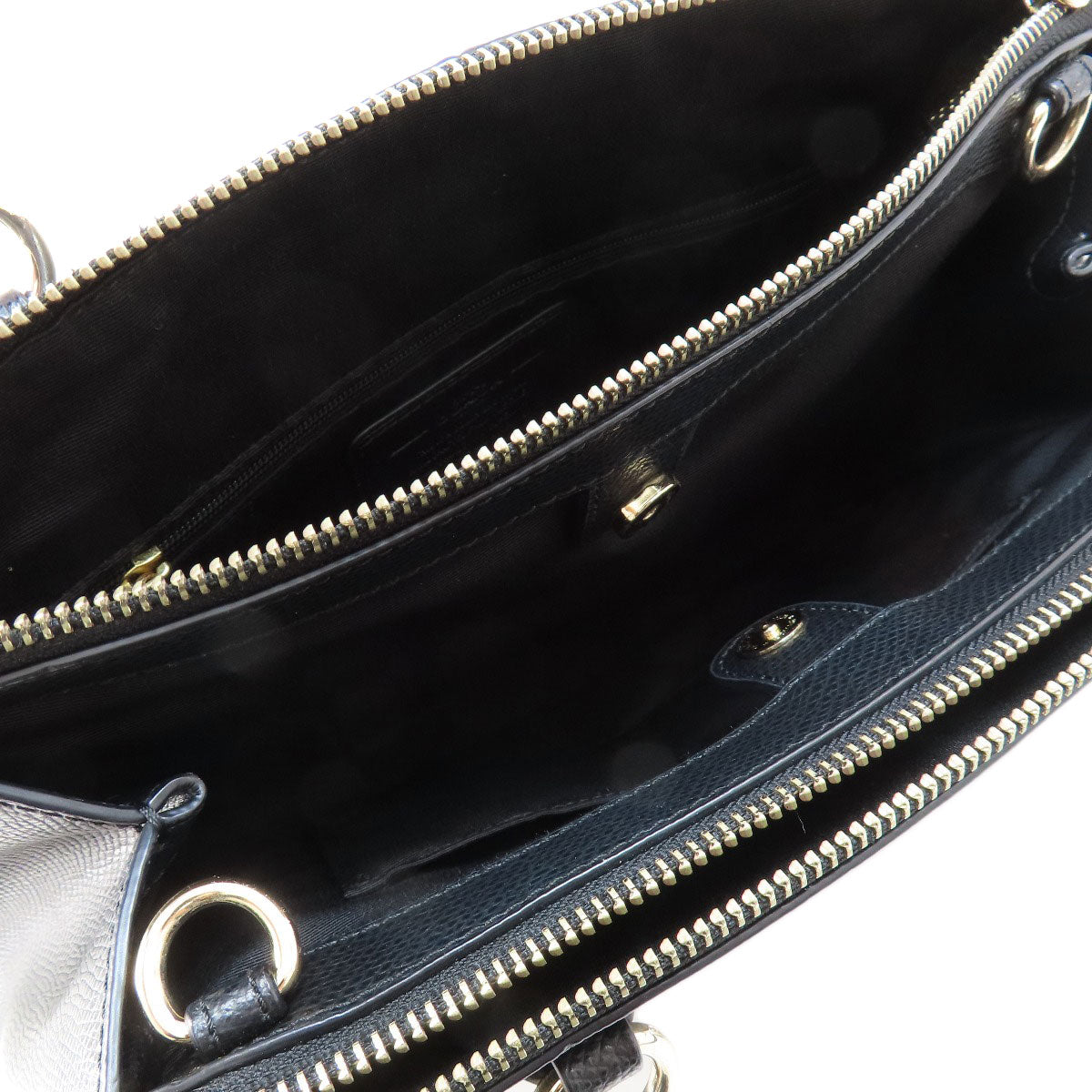 Coach Handbag F36637 Leather Black Logo 2 Way Women Used Authentic