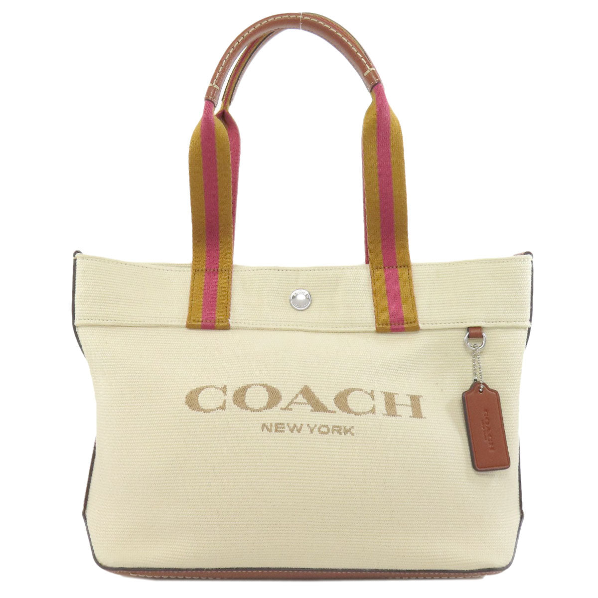 Coach Handbag Ck168 Canvas Beige Small Tote Women Used Authentic