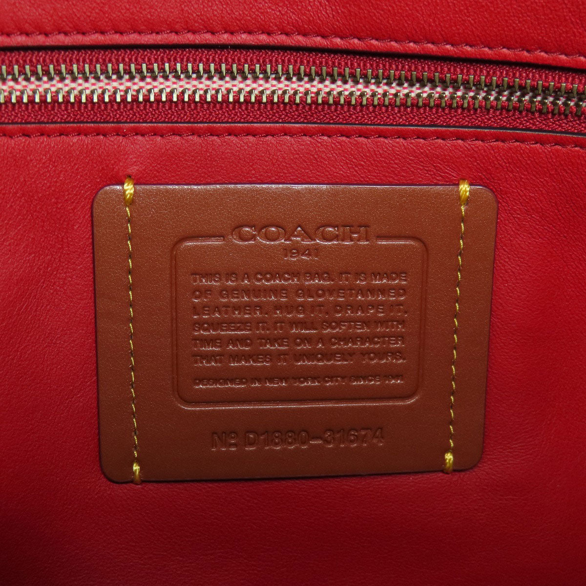 Coach Tote Bag 31674 Leather Red One Belt