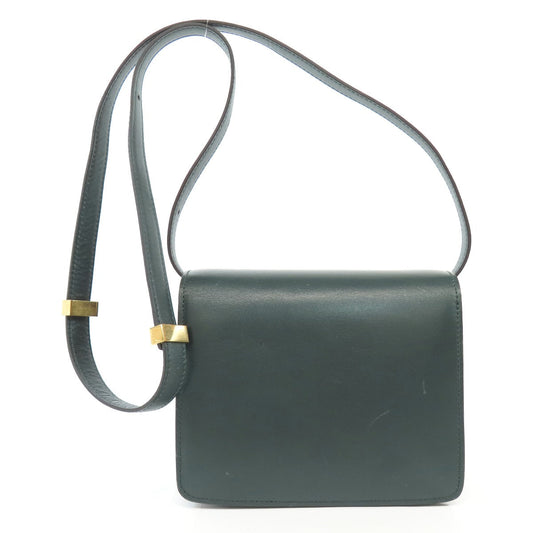 Celine Shoulder Bag Leather Green Classic Box Women Used Authentic