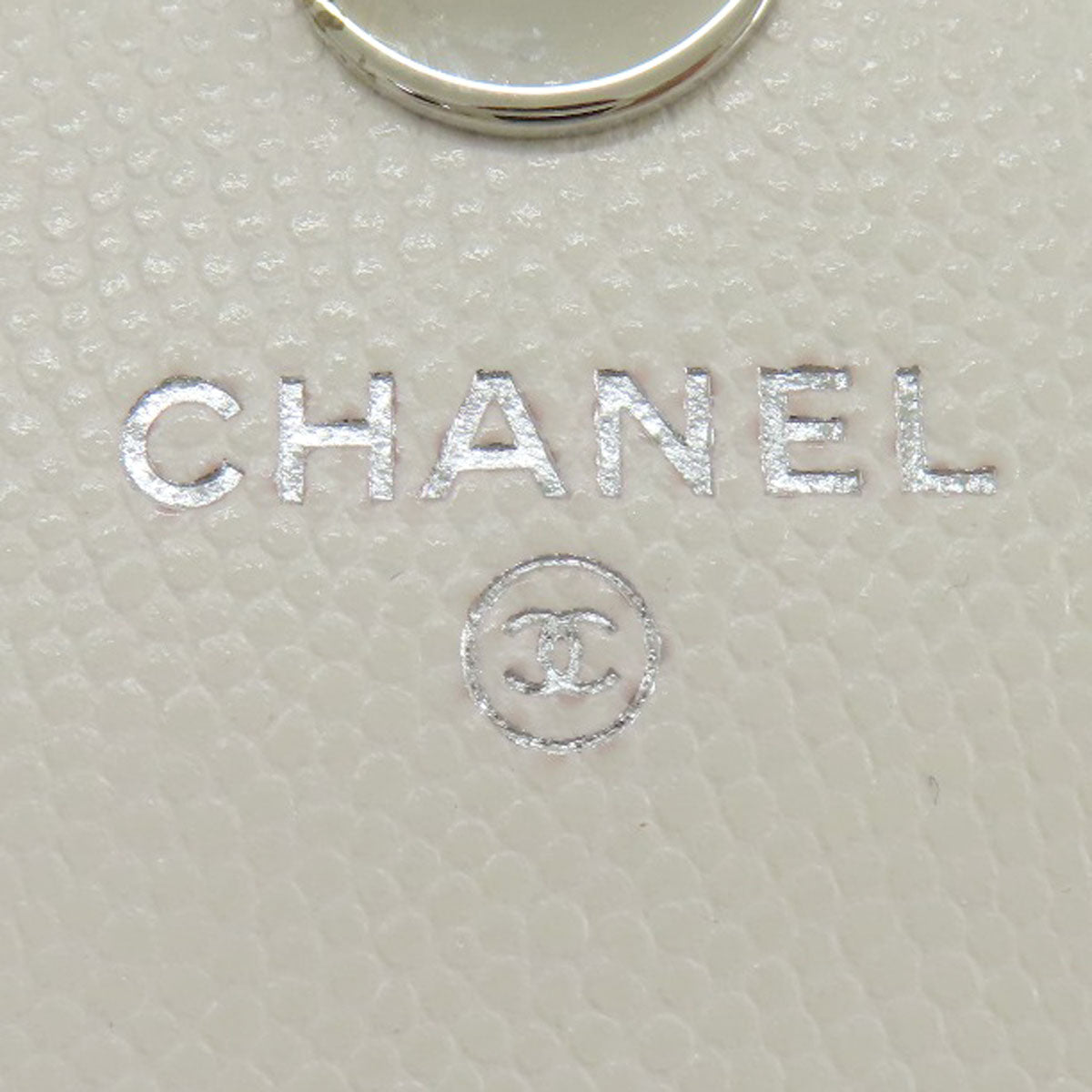 Chanel Hip Bag Caviar Skin White Matelasse Silver Metal Women Used Authentic