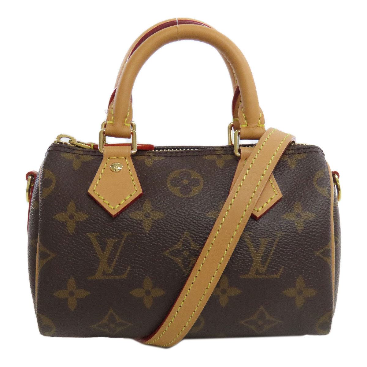 Louis Vuitton Tote Bag M81085 Monogram Canvas Brown Nano Speedy Women Used Authentic