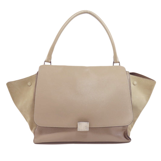 Celine Tote Bag Calfskin Beige Trapeze Women Used Authentic