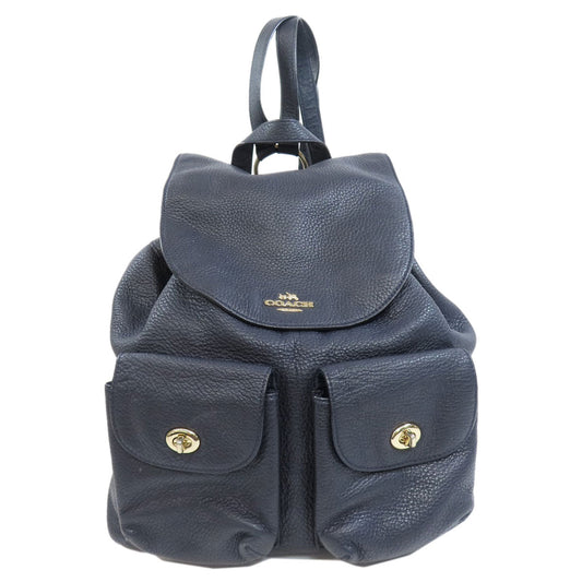 Coach Backpack F37410 Leather Navy Logo