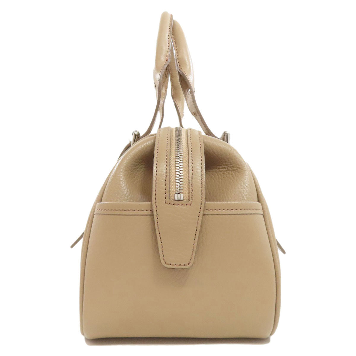 Burberry Handbag Leather Beige Logo Women Used Authentic