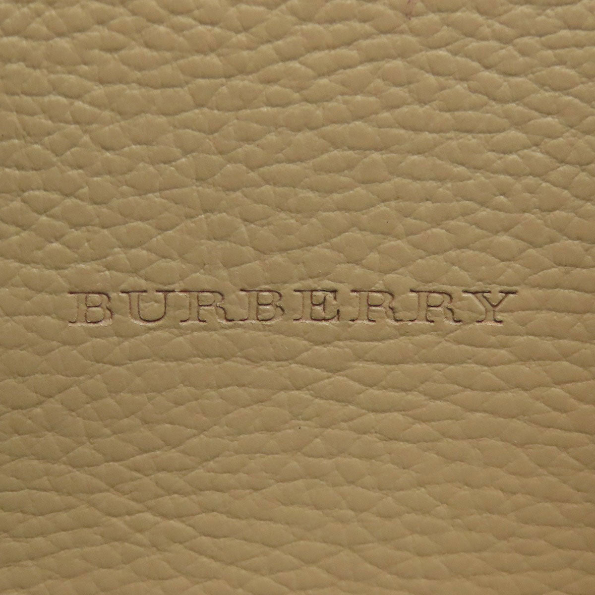 Burberry Handbag Leather Beige Logo Women Used Authentic