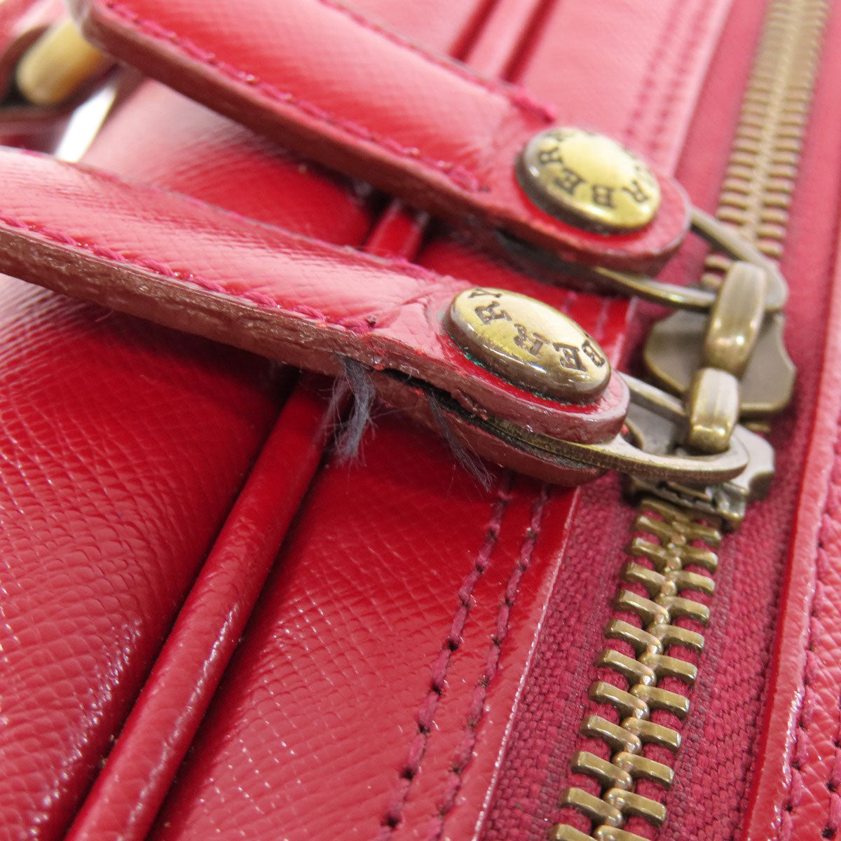 Burberry Handbag Pvc Red Logo Women Used Authentic