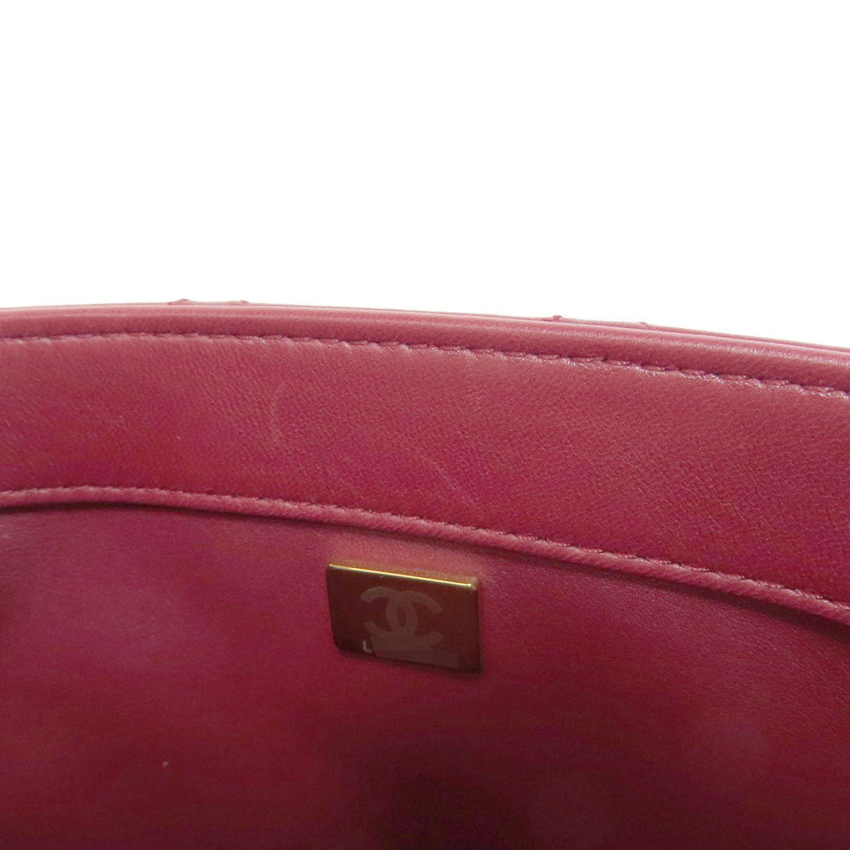 Chanel Handbag Lambskin Red Matelasse 2 Way Gold Metal Women Used Authentic