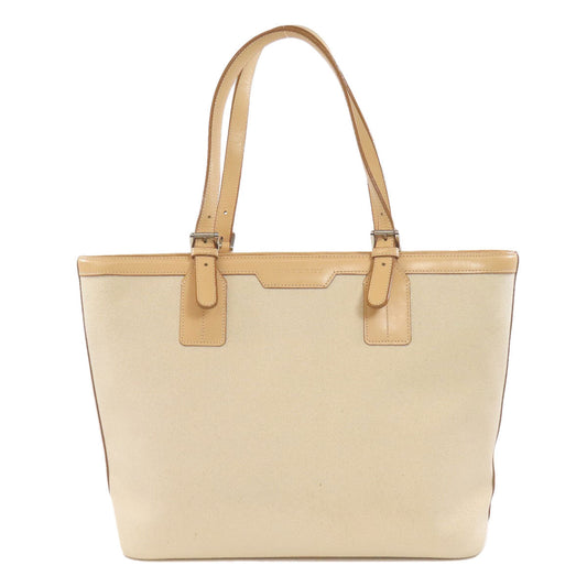 Burberry Tote Bag Canvas Beige Logo Women Used Authentic