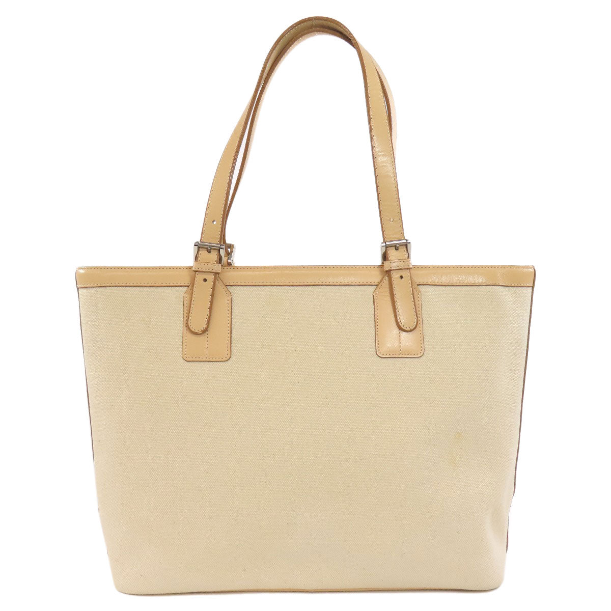 Burberry Tote Bag Canvas Beige Logo Women Used Authentic