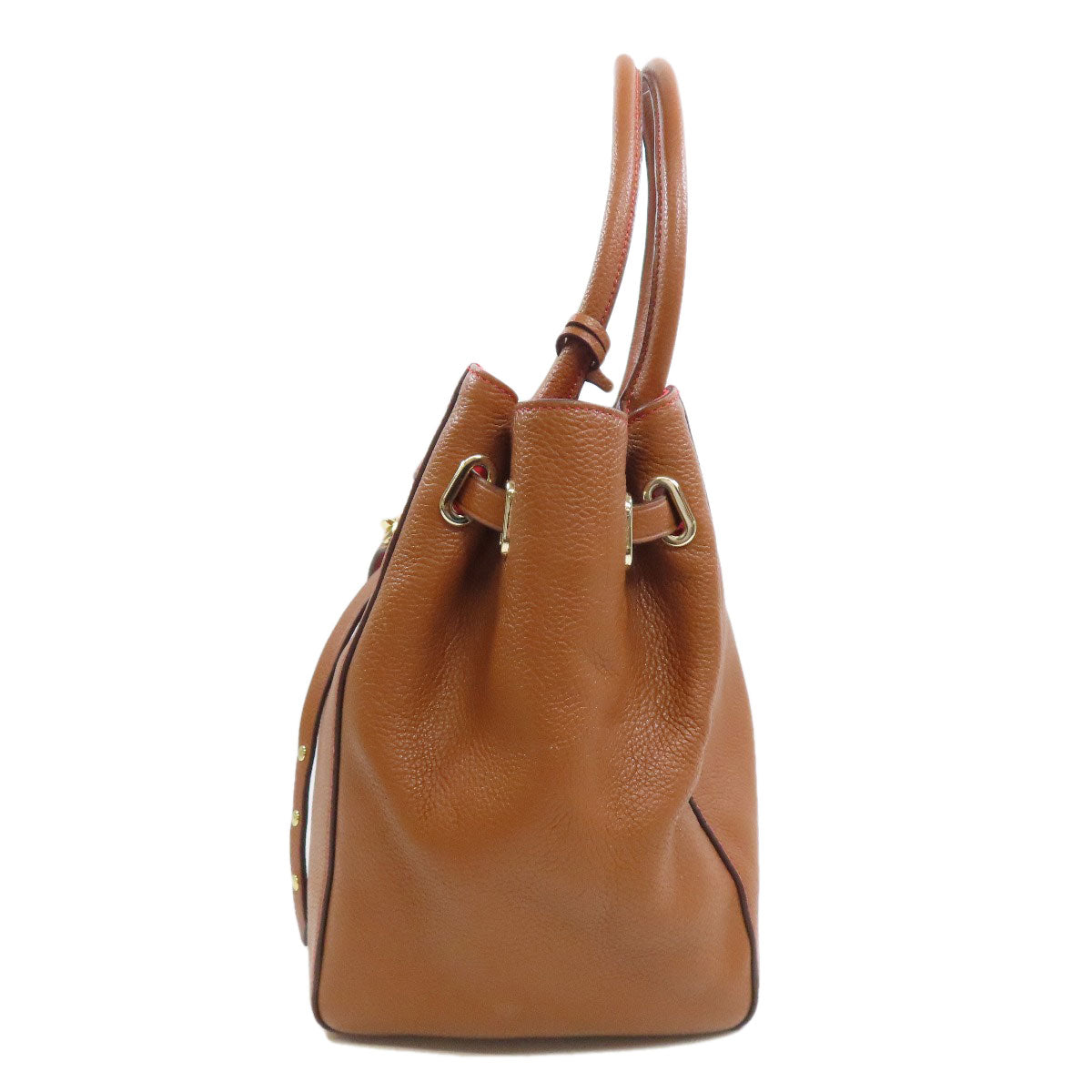 Coach Tote Bag 35838 Leather Brown Turn Lock Tie