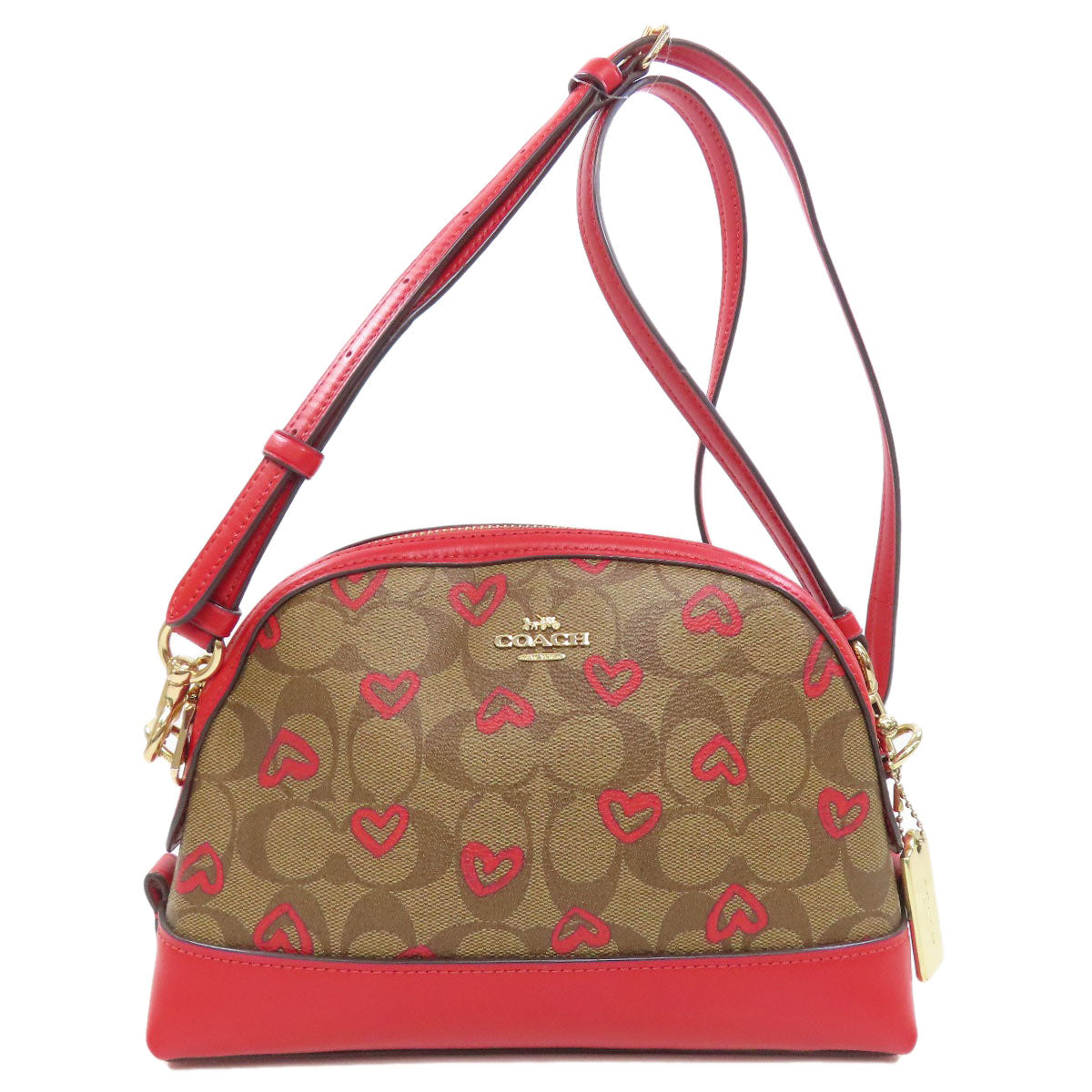 Coach Shoulder Bag 91015 Pvc Brown Signature Heart