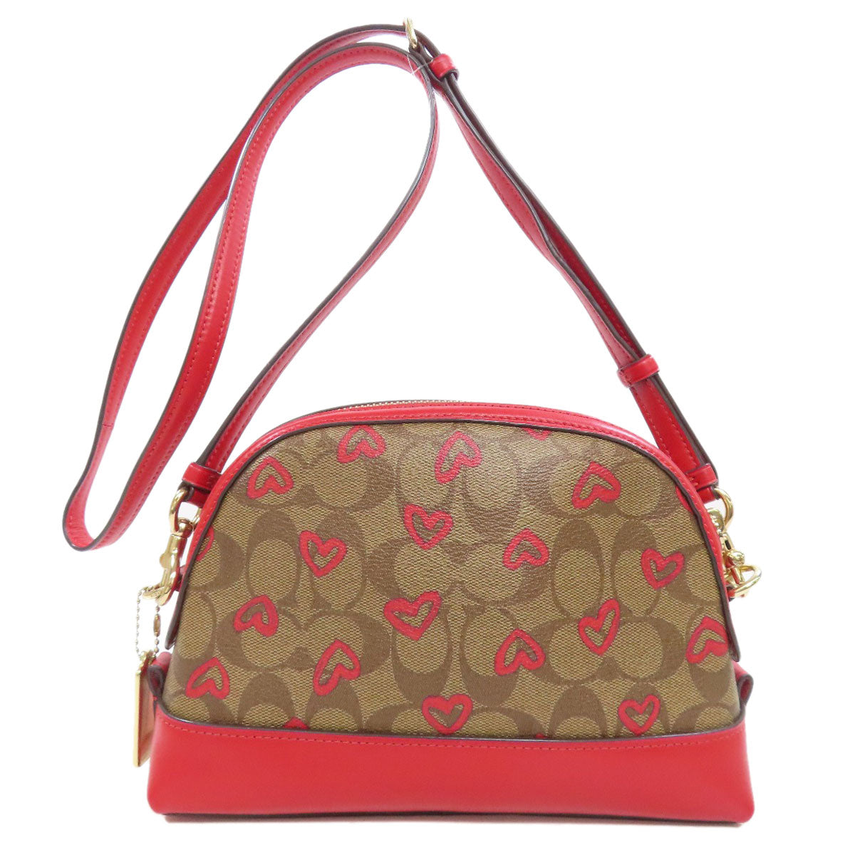 Coach Shoulder Bag 91015 Pvc Brown Signature Heart