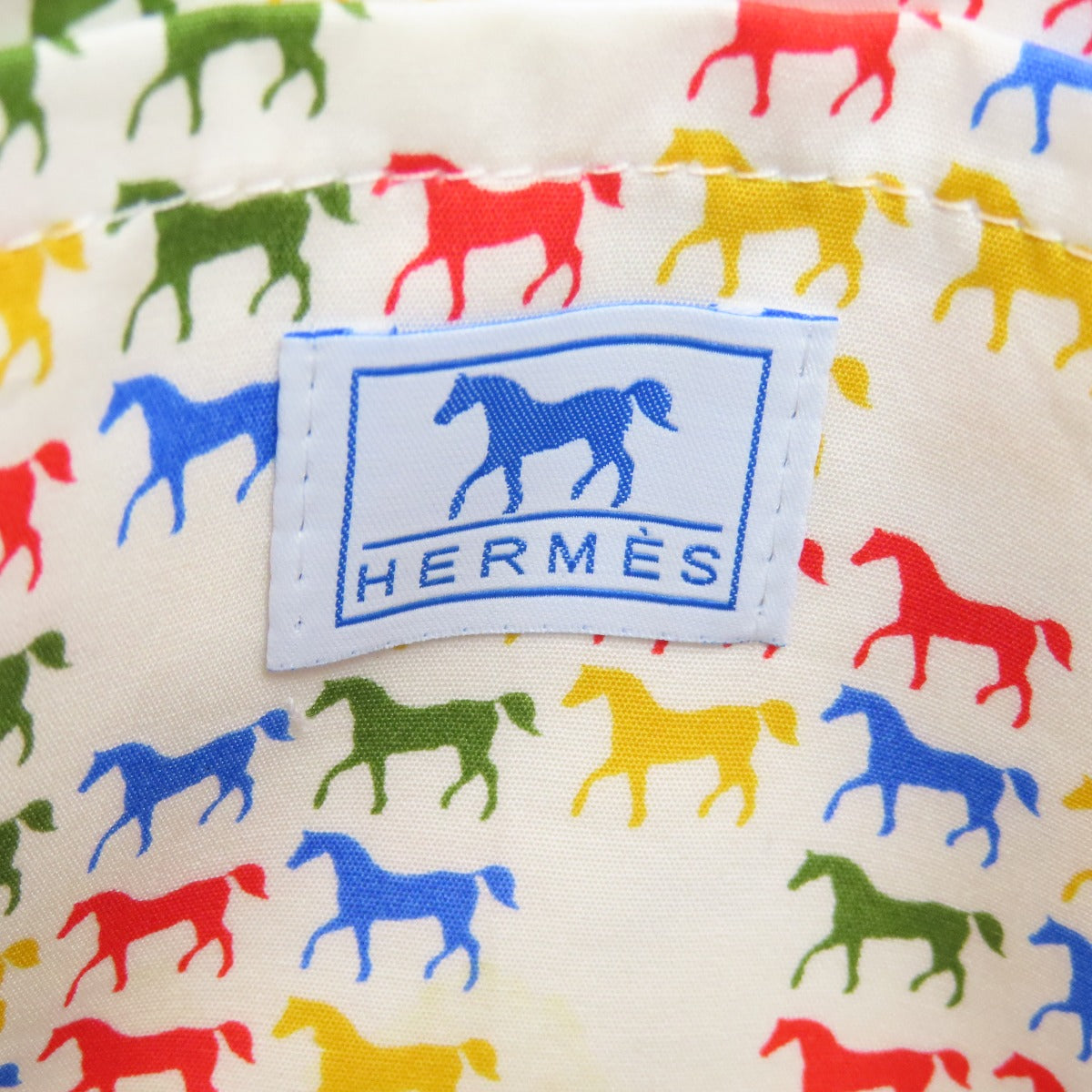 Hermes Backpack Canvas Blue Kids Horse Caval Color Women Used Authentic