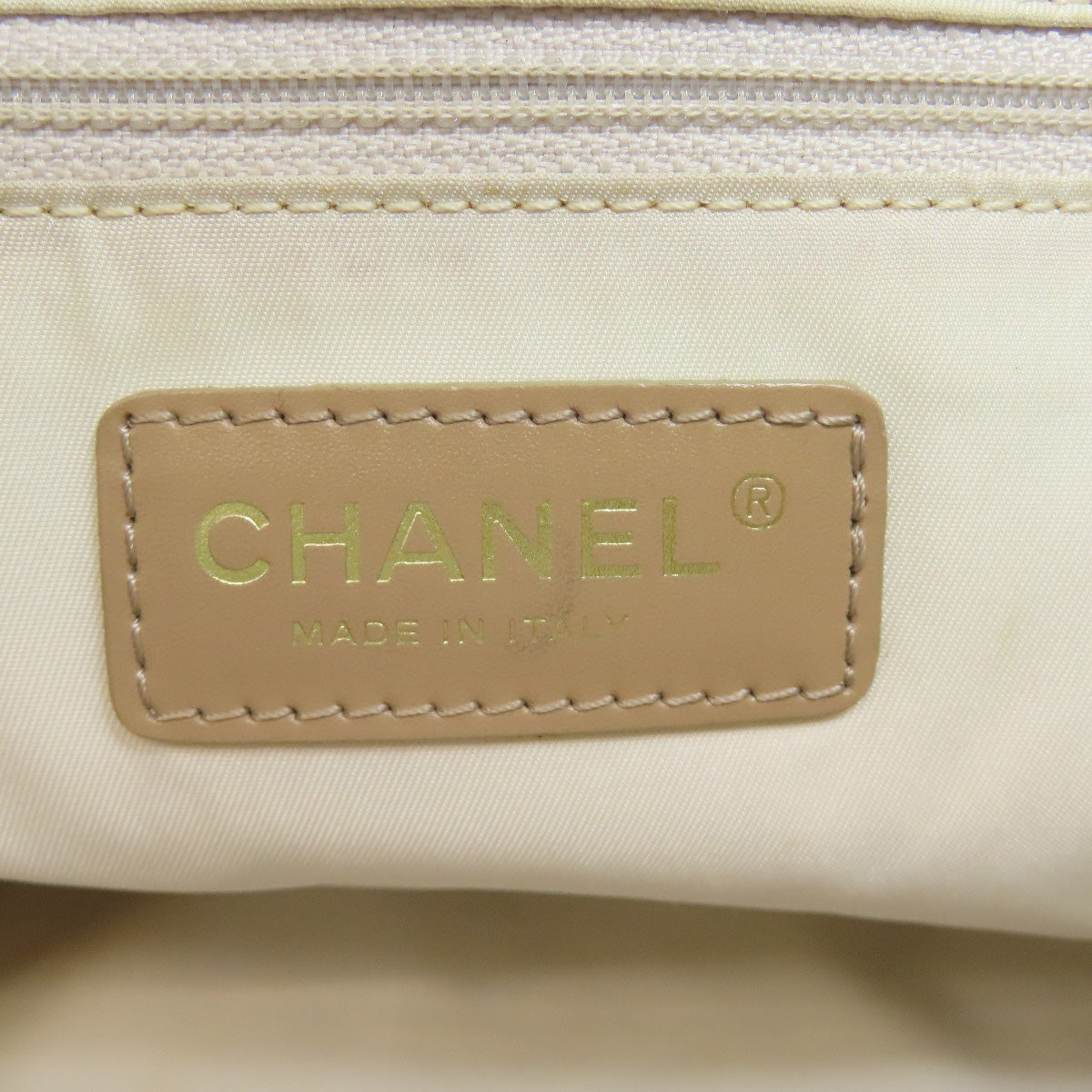 Chanel Tote Bag Nylon Jacquard Beige New Travel Line Mm Women Used Authentic