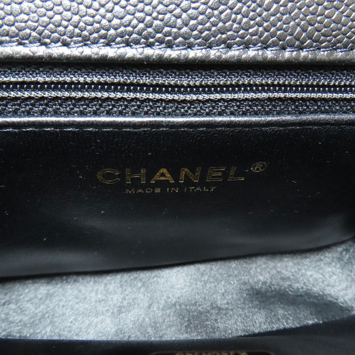 Chanel Shoulder Bag Caviar Skin Black Chain Shoulder Coco Mark Gold Metal Women Used Authentic