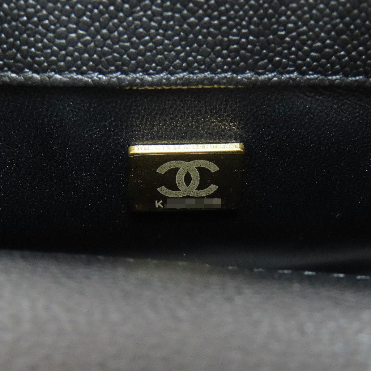 Chanel Shoulder Bag Caviar Skin Black Chain Shoulder Coco Mark Gold Metal Women Used Authentic