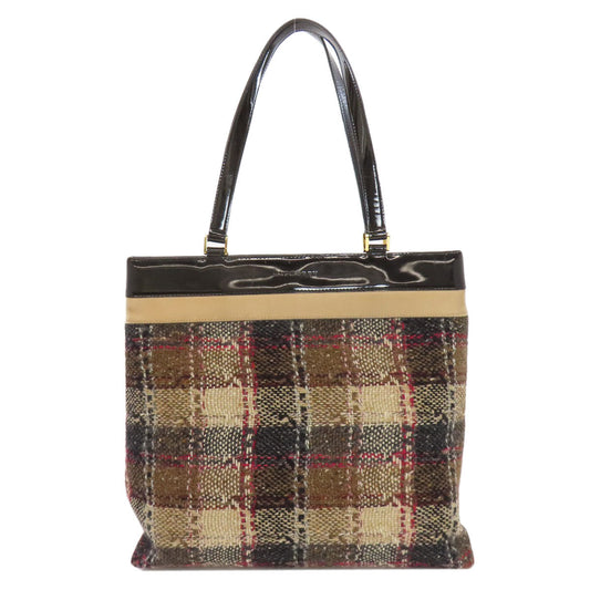 Burberry Tote Bag Canvas Brown Tartan Check