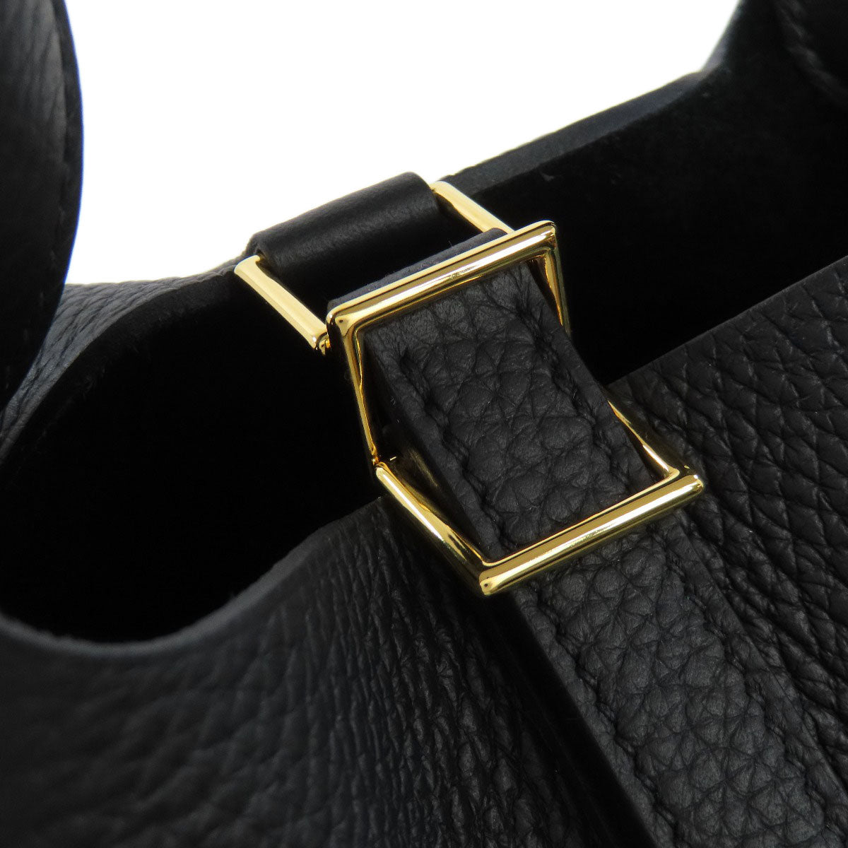 Hermes Handbag Taurillon Clemence Black Picotin Lock Pm Gold Metal Women Used Authentic