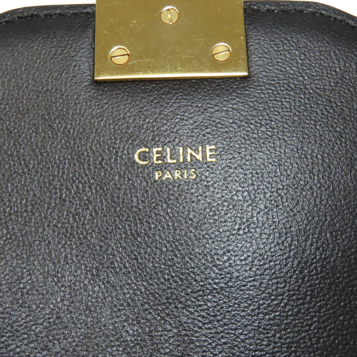 Celine Shoulder Bag Leather Black Chain Shoulder Women Used Authentic