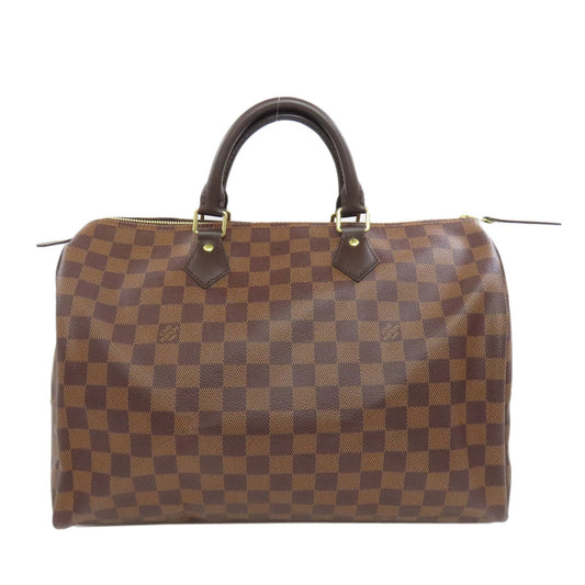 Louis Vuitton Boston Duffel Bag N41363 Damier Canvas Brown Speedy 35 Women Used Authentic