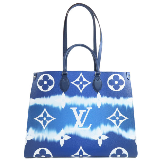 Louis Vuitton Tote Bag M45120 Monogram Canvas Blue On The Go Gm Escale Women Used Authentic