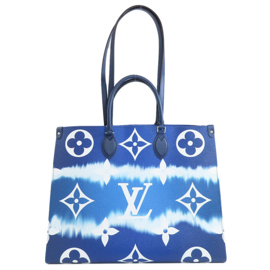 Louis Vuitton Tote Bag M45120 Monogram Canvas Blue On The Go Gm Escale Women Used Authentic