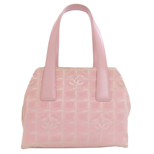 Chanel Tote Bag Nylon Jacquard Pink New Travel Line Women Used Authentic