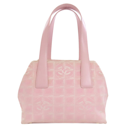 Chanel Tote Bag Nylon Jacquard Pink New Travel Line Women Used Authentic