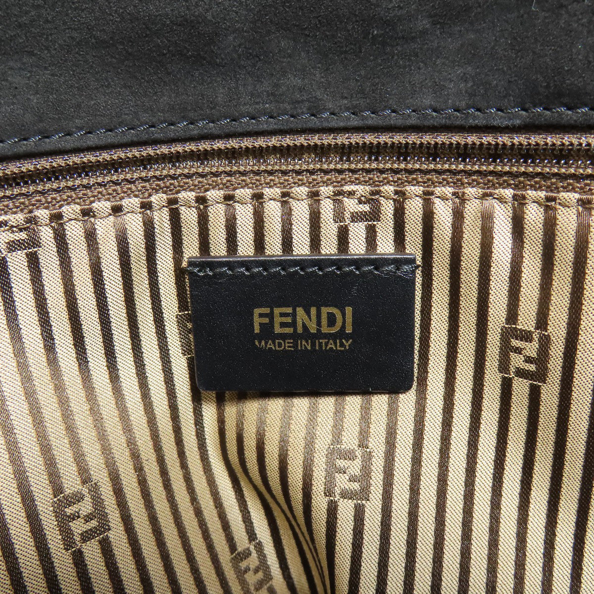 Fendi Shoulder Bag Leather Black 2 Way Women Used Authentic