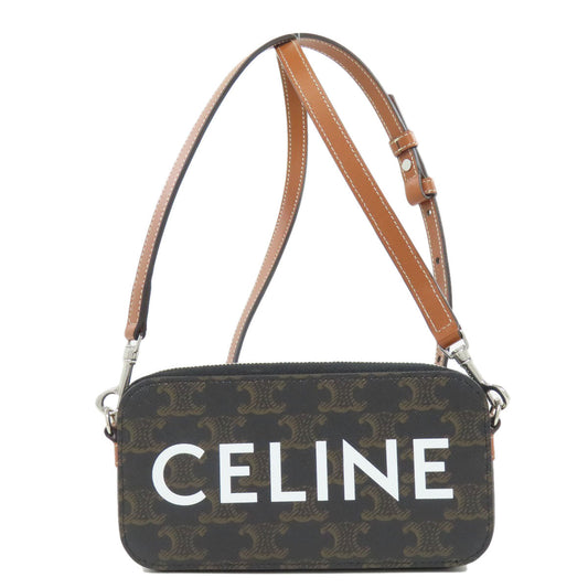 Celine Shoulder Bag Pvc Brown Triomphe Women Used Authentic