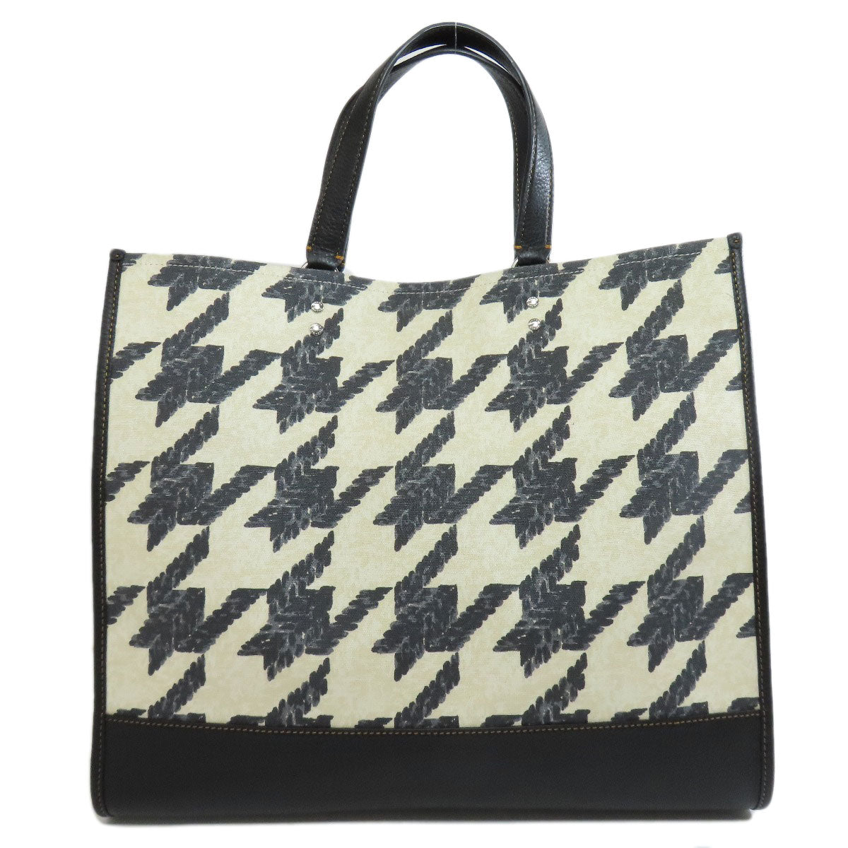 Coach Handbag Cj624 Canvas Black Dempsey Tote 40 Houndstooth Print And Patch 2 Way Women Used Authentic