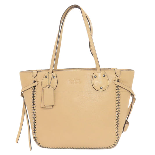 Coach Tote Bag 34398 Leather Beige Tatum Whiplash Women Used Authentic