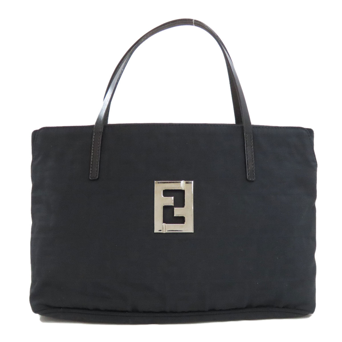 Fendi Handbag Canvas Black Zucca Pattern Women Used Authentic