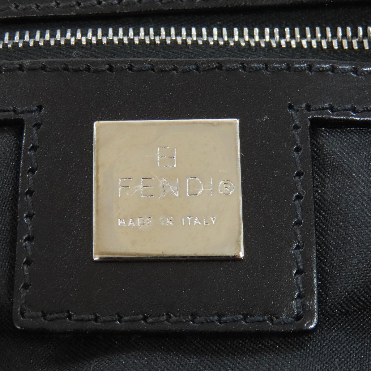 Fendi Handbag Canvas Black Zucca Pattern Women Used Authentic